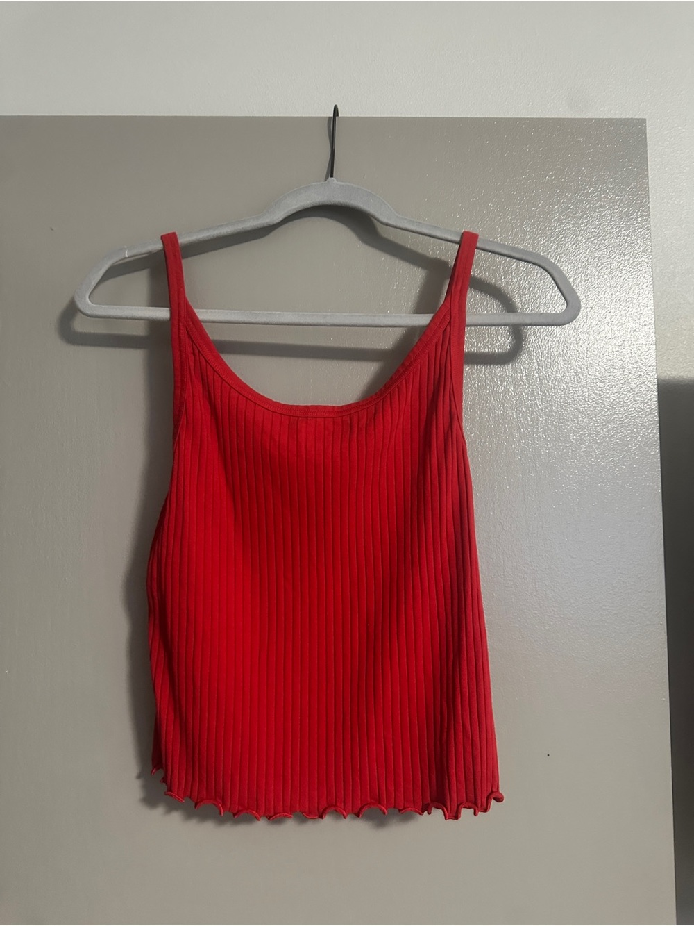 Old Navy Red Ribbed Tank Top - Women's Slim Fit